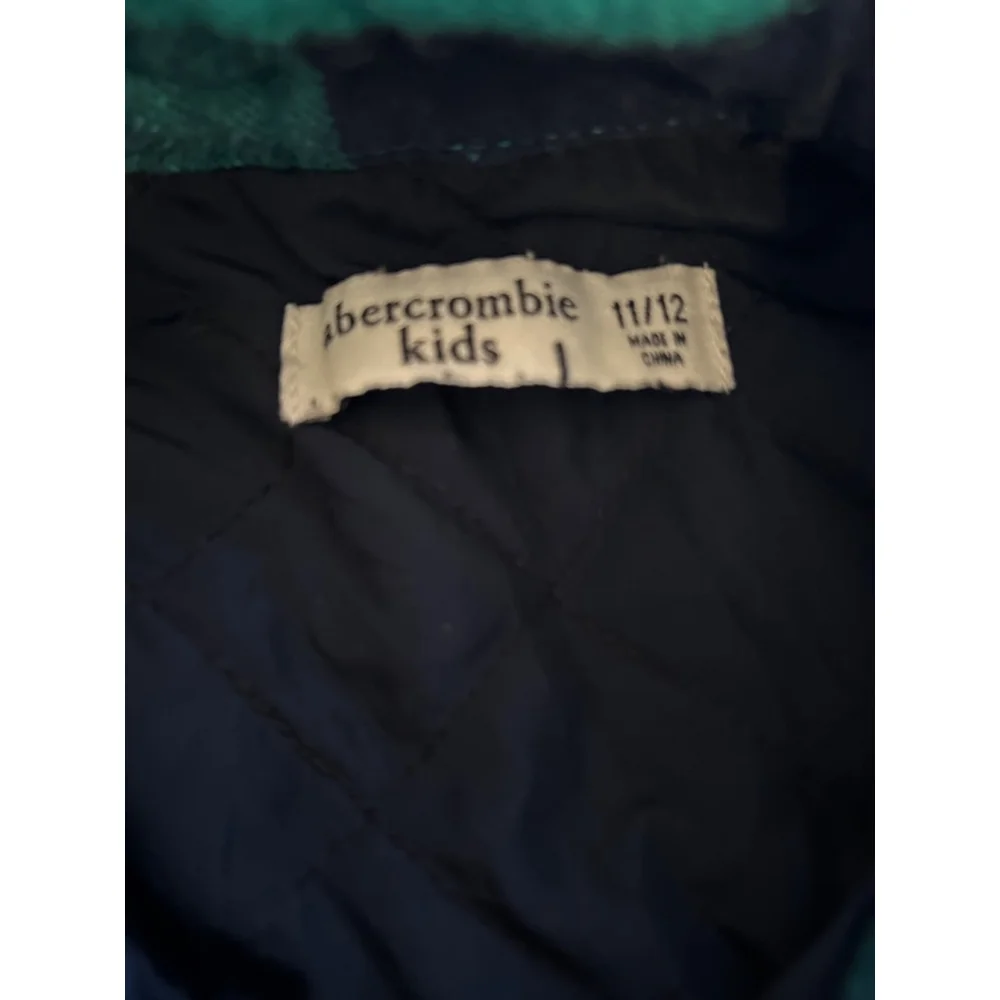 Abercrombie boys kids Flannel zip lightweight jacket, 11/12 Green